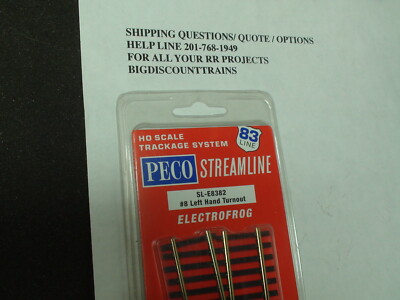 HO PECO STREAMLINE SL-E8382 LEFT HAND TURNOUT CODE 83 ELECTROFROG