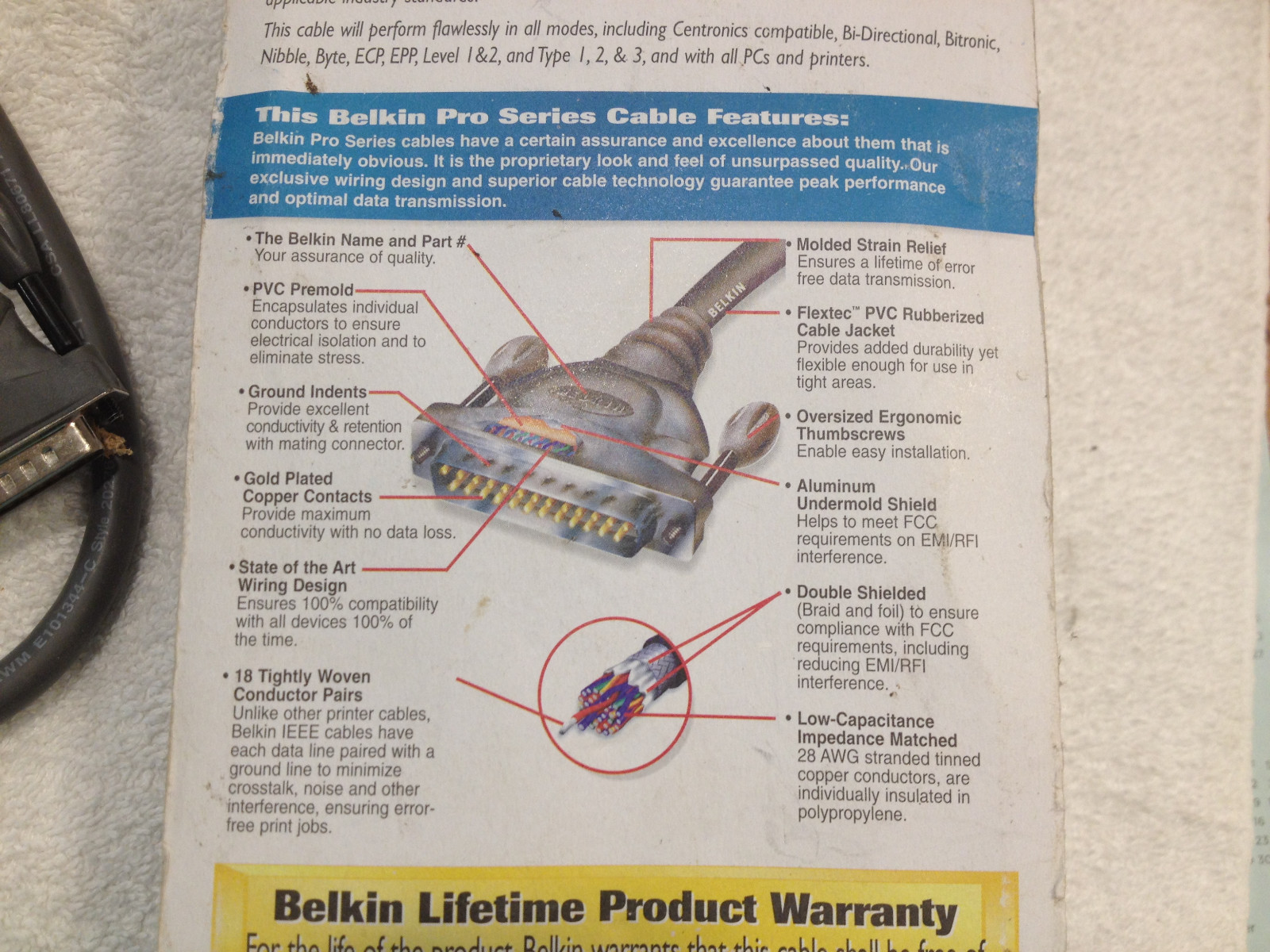 Belkin PRO IEEE-1284 a-a 6ft Parallel Printer DB25  Male Male Parallel F2A047-06