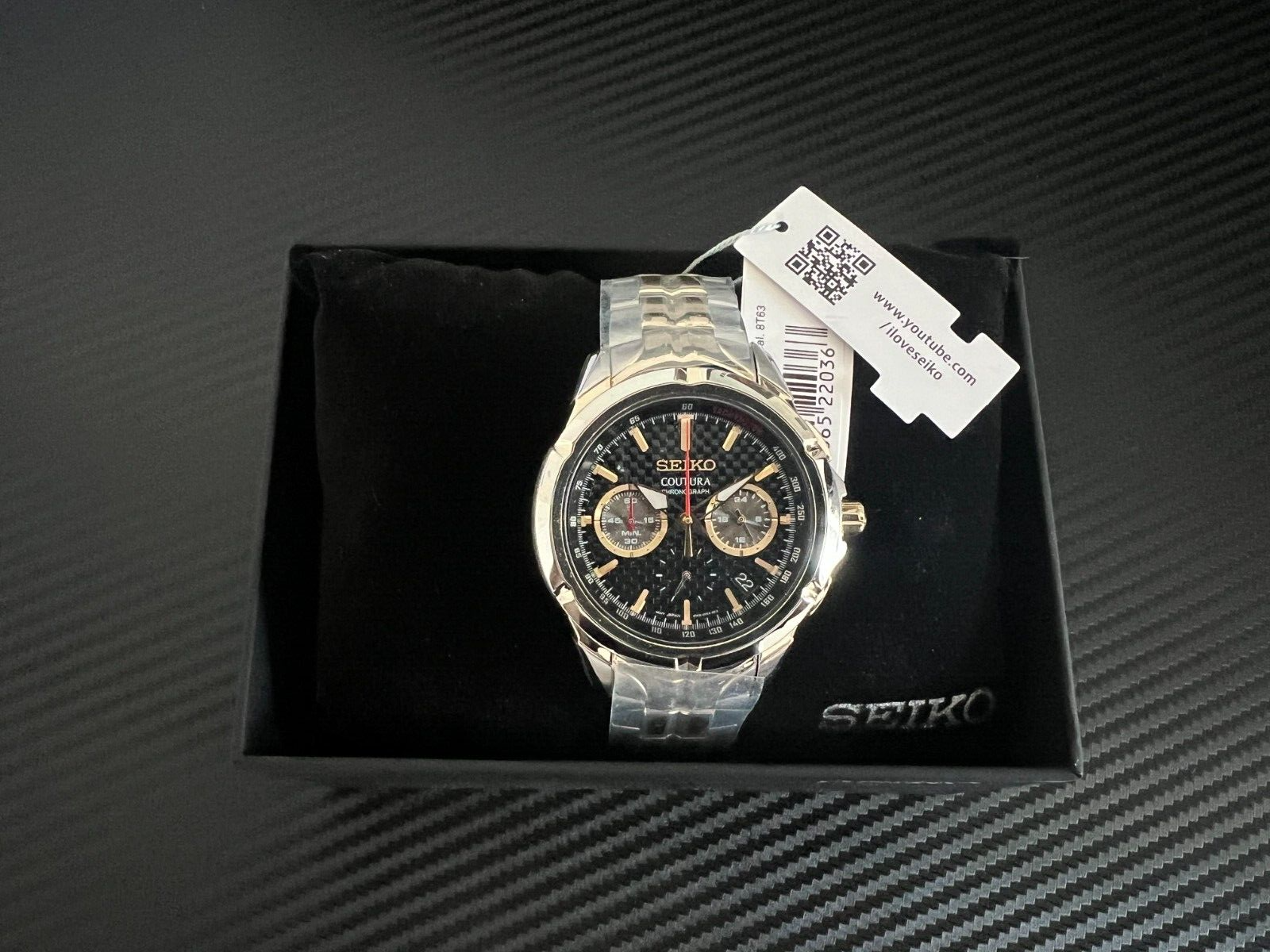Pre-owned Seiko Motor Sports Race Car Architecture Quartz Chrono Black/gold Ssb434-new