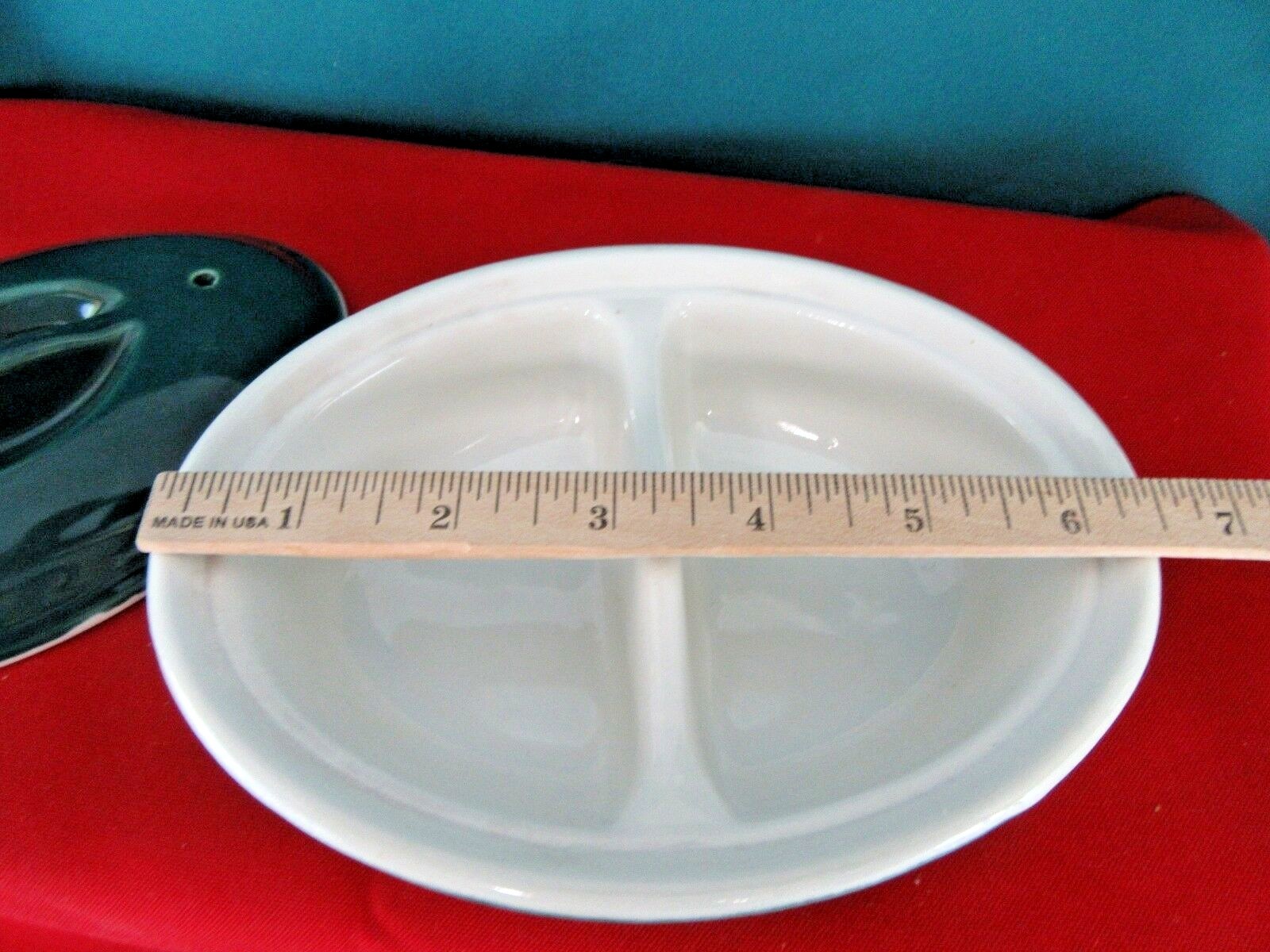 Rare Vintage Hall Divided Casserole Baking Serving Dish with Lid Green