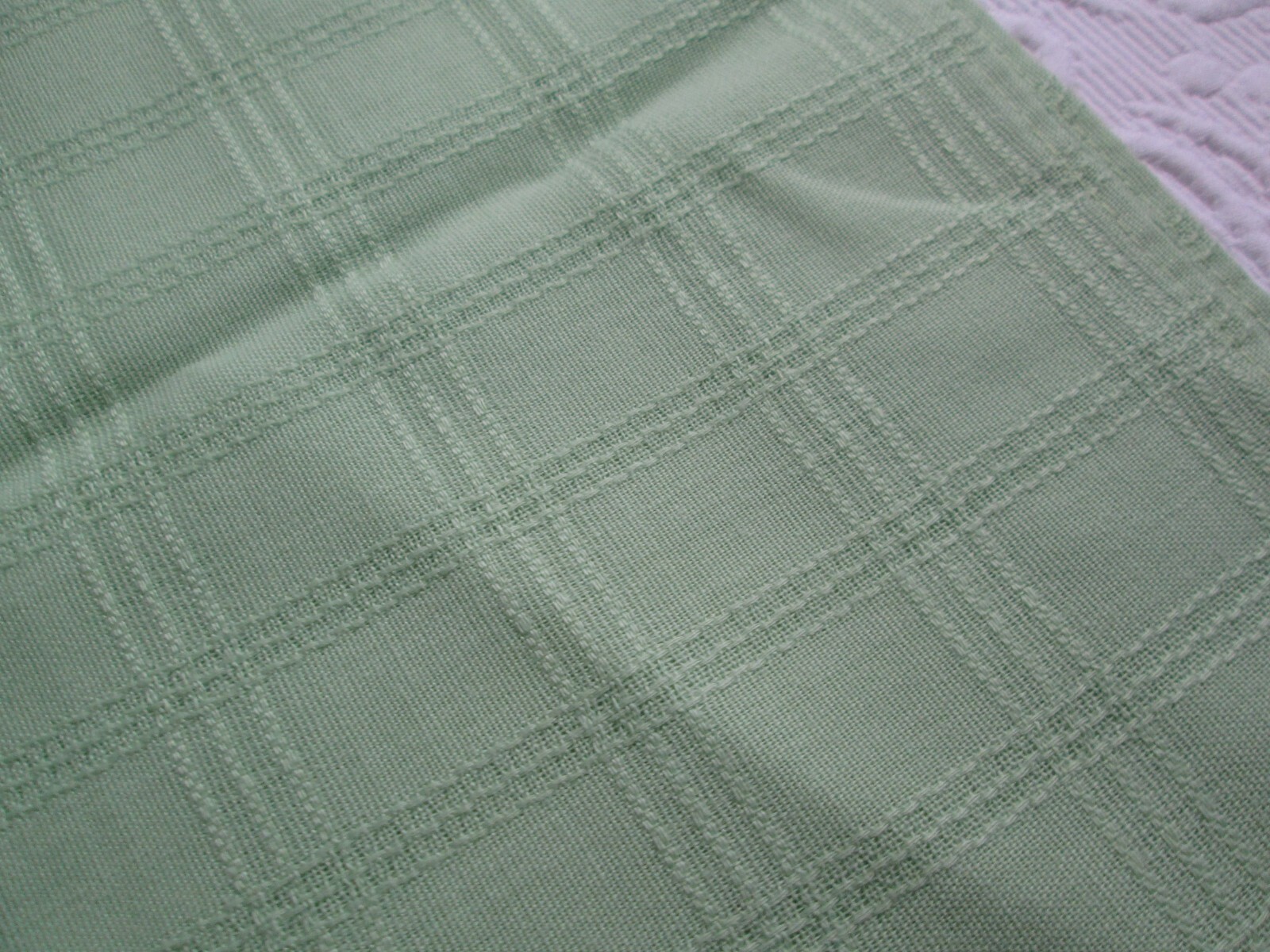Bright Granny Apple Green Tablecloth Woven Squares 60