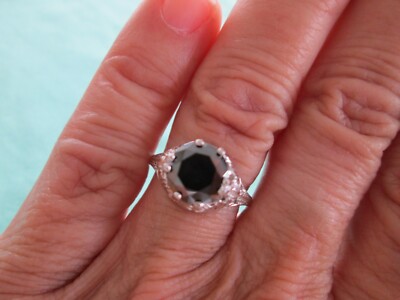 Pre-owned Real Black Diamonds Inc 2.25ct Real Black Diamond Ring,vintage Edwardian Style,appraisal,free Dia Tester