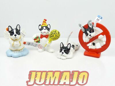 FIG6 lot 4 figurines PVC BULLYLAND : Bouledogue français Pas Fumer, Ange, Fête