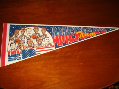 92 Dream Team Team USA America's Team Pennant NBA Basketball Jordan Bird Magic &