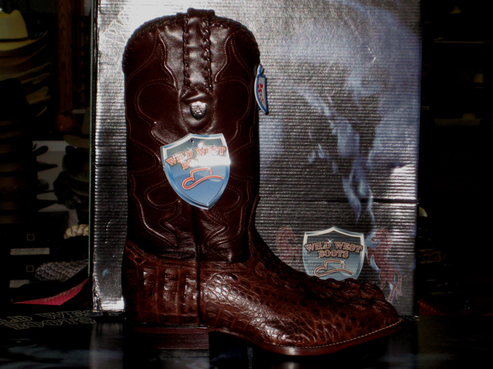 Pre-owned Wild West Boots Wild West Brown Crocodile Hornback Western Cowboy Boot J-toe (d) 2990207
