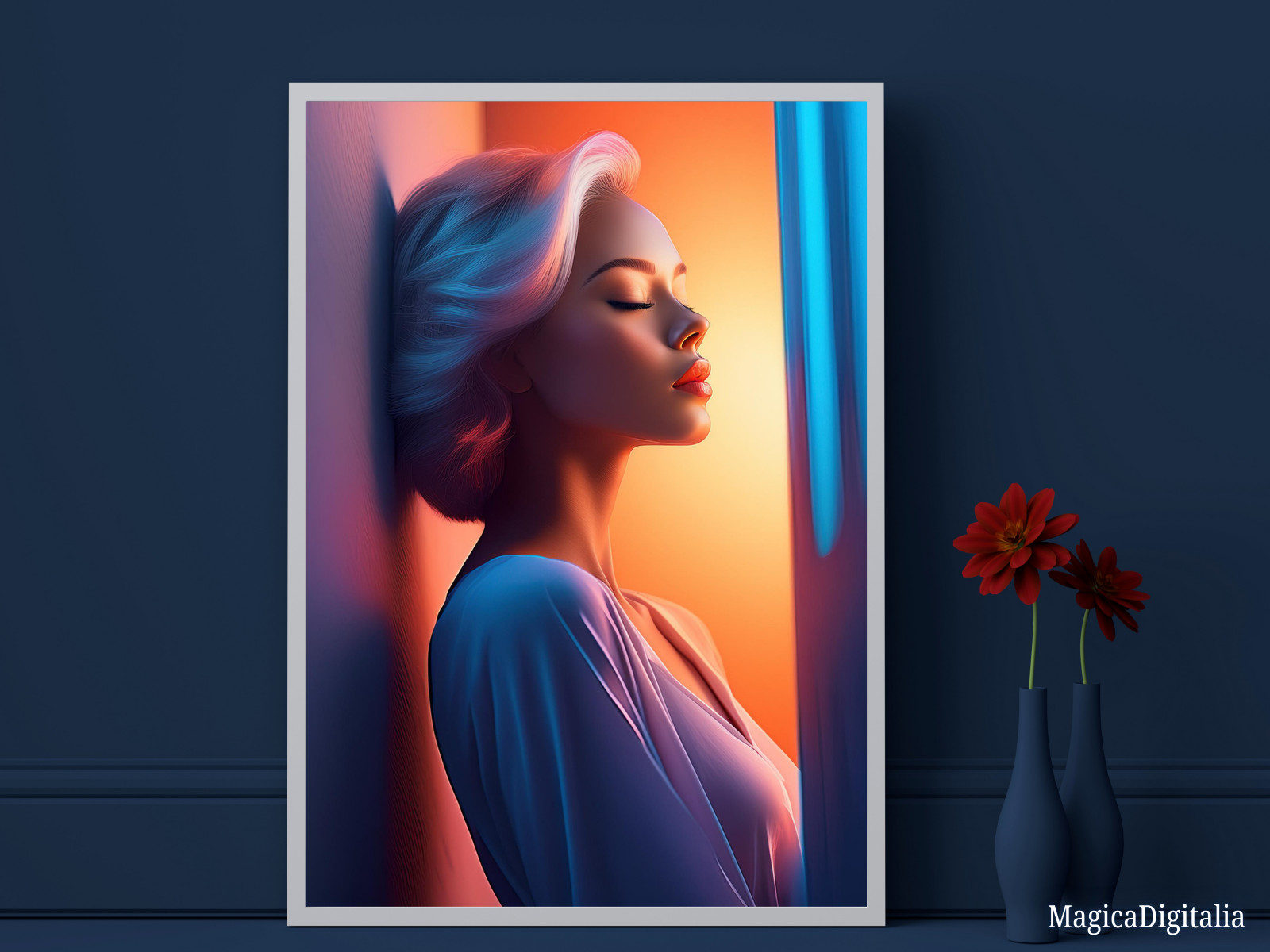 Woman Portrait, Minimalism, Digital AI Art, Wall, Poster Print, Instant Download