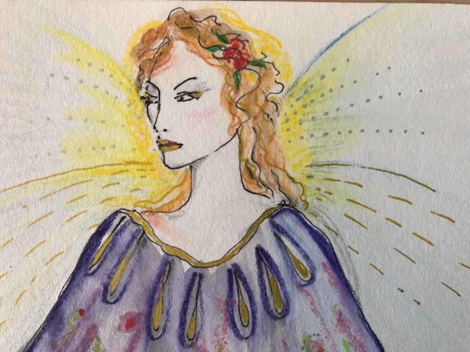 Fairy  original watercolour pencil drawing by artist Fiona