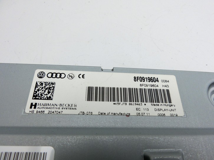 Audi A5 8F Cabrio 09-12 Bildschirm Display Monitor Audi A5 8F Cabrio 09-12 25.08.2011 8R0919604 8F0919604 gebraucht Vorschau 5