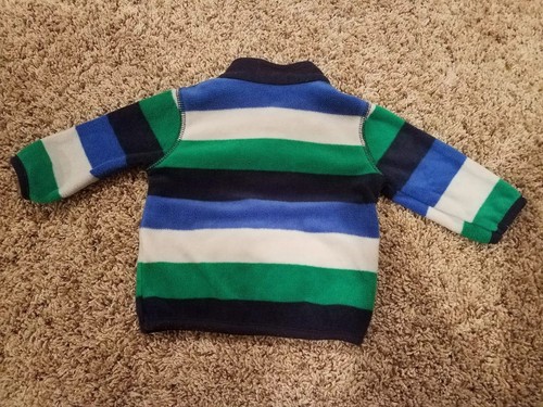 Carters Baby Boy Top Long Sleeves 3 months Pullover striped blue Fleece