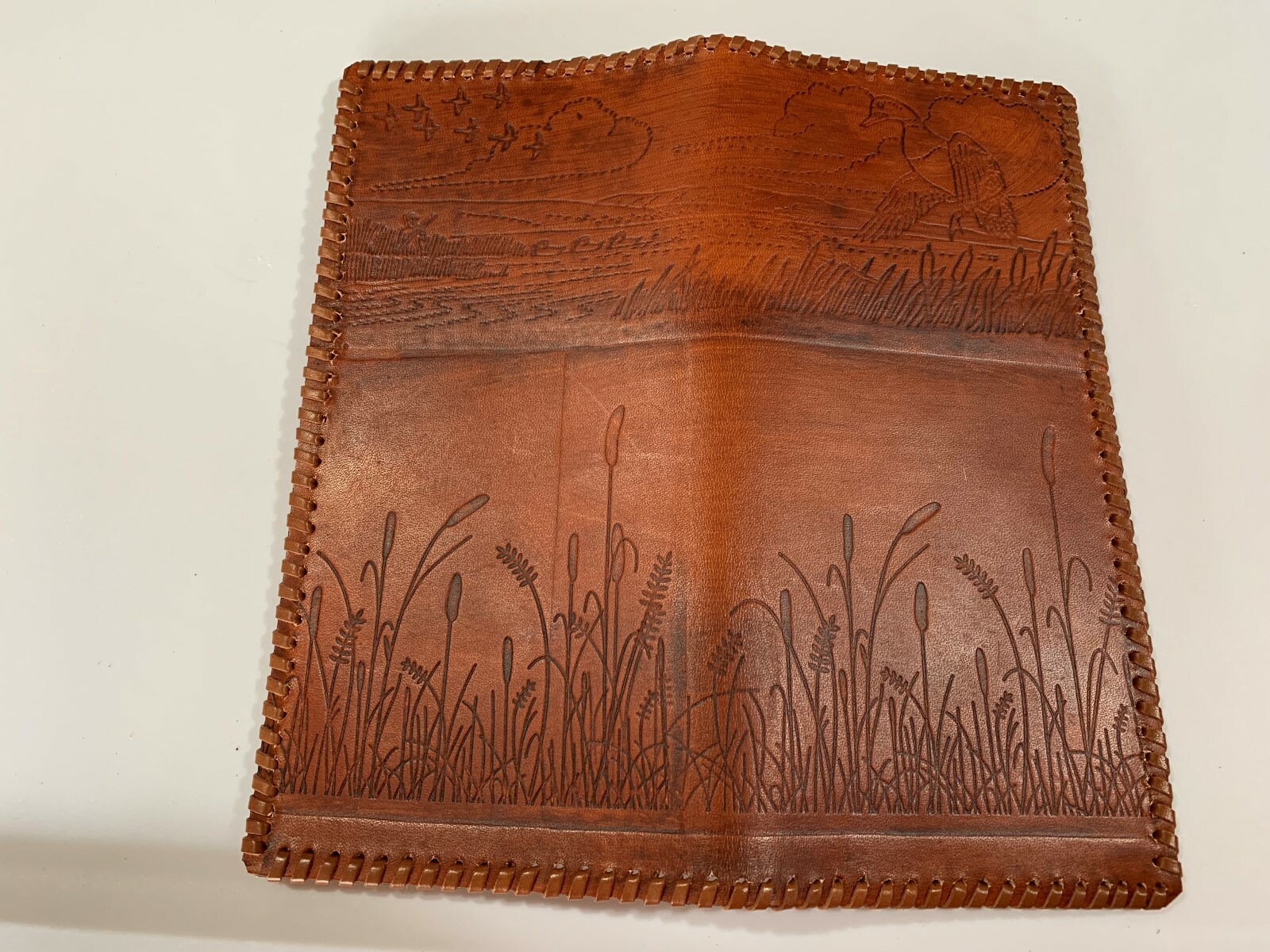 Oil Field Duck Hunting embossed Leather Pipe Tally Book Cover 8.75