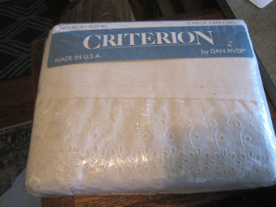 Dan River Criterion Twin Sheet Set White Eyelet ''New Souvenir'' NEW USA