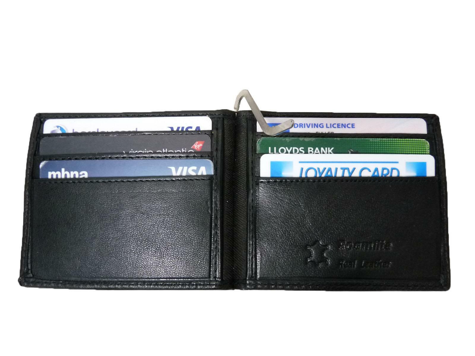 Mens Designer Leather RFID Blocking Wallet Money Clip 6