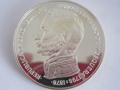 1978 COLUMBIA Hummingbird 750 Peso Silver Coin, Proof