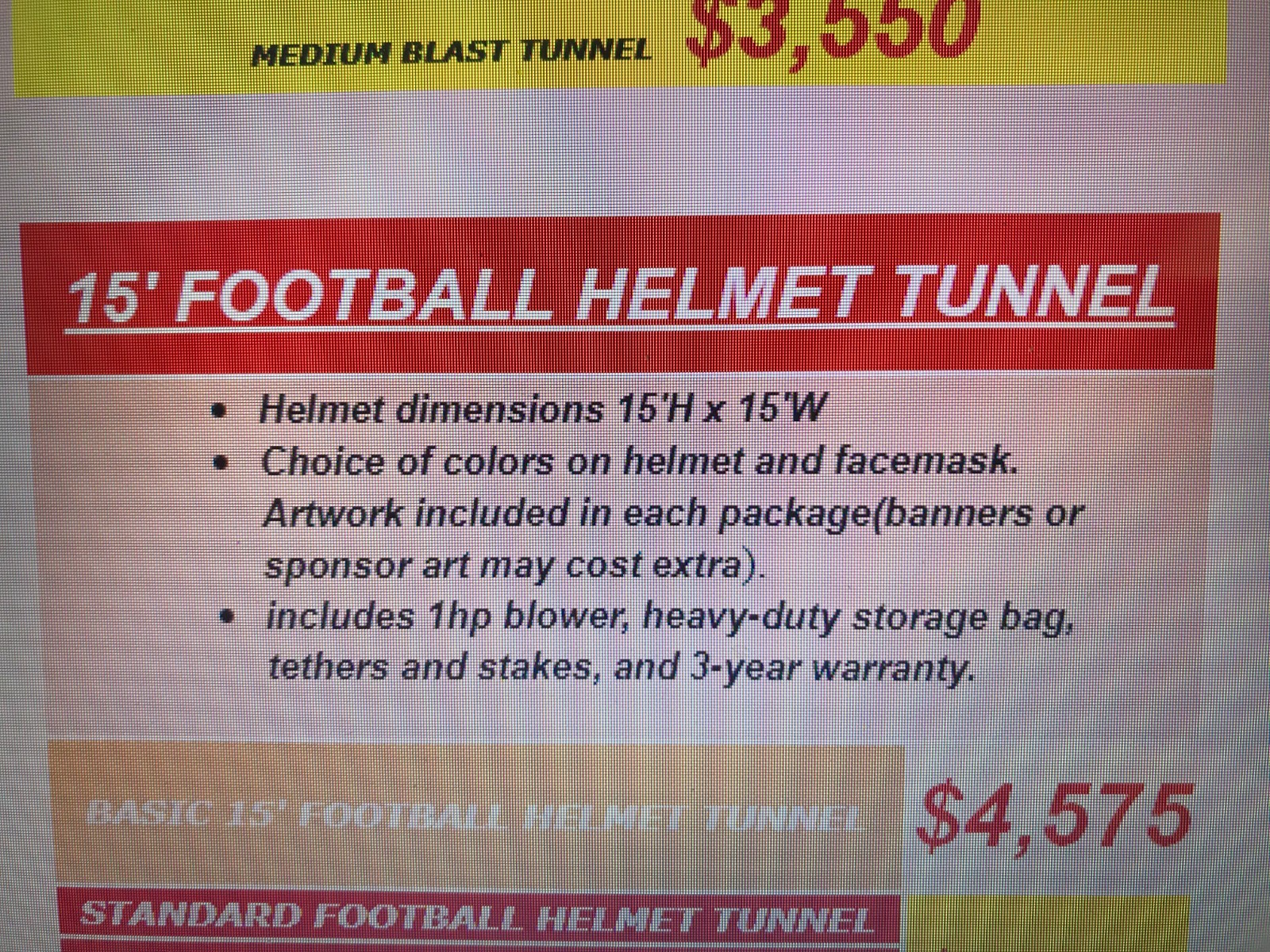 football blow up entrance tunnel and helmet