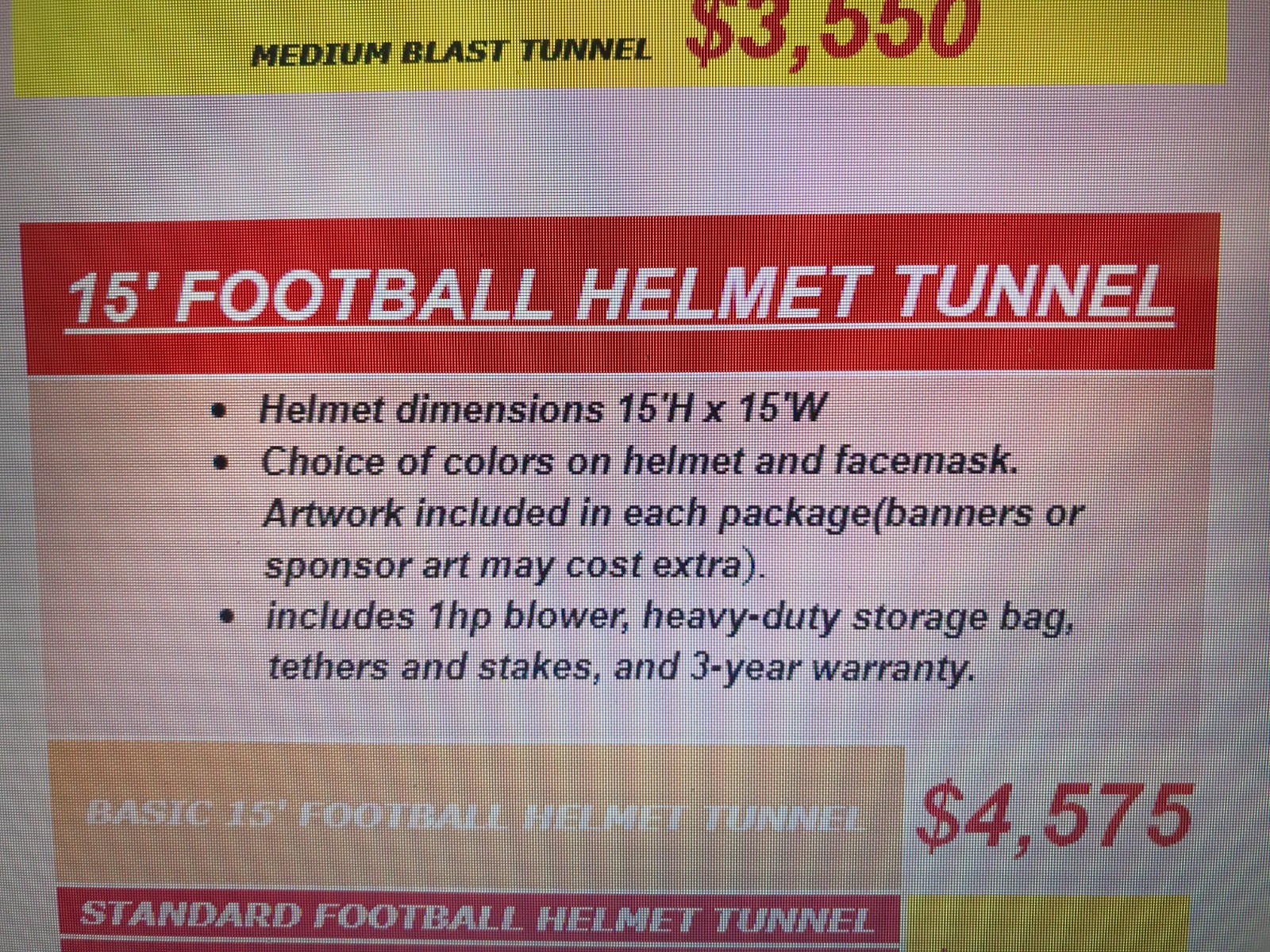 football blow up entrance tunnel and helmet