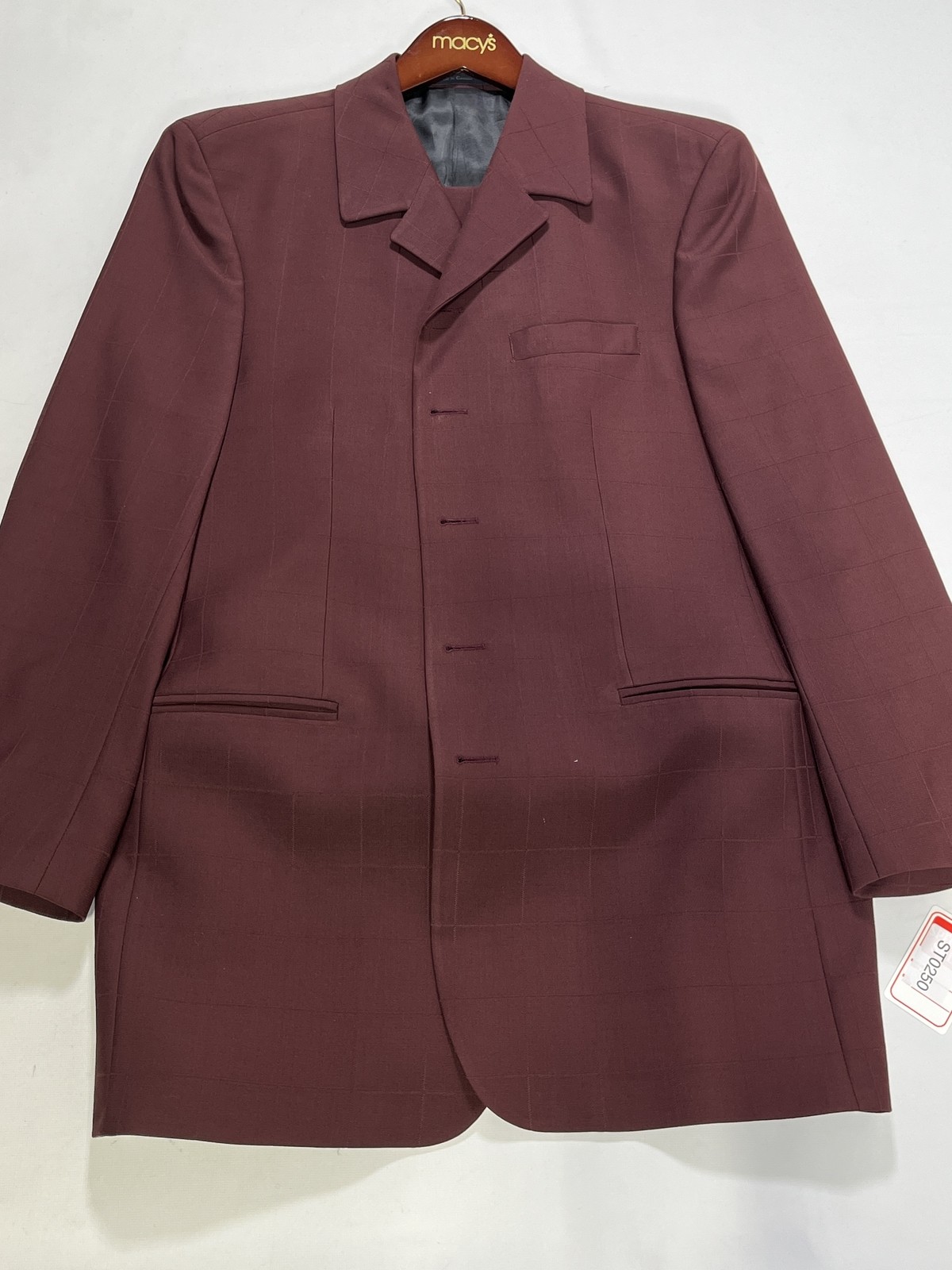 Mens Franco Tassi Maroon Red Two Piece Suit Size 40T EUC