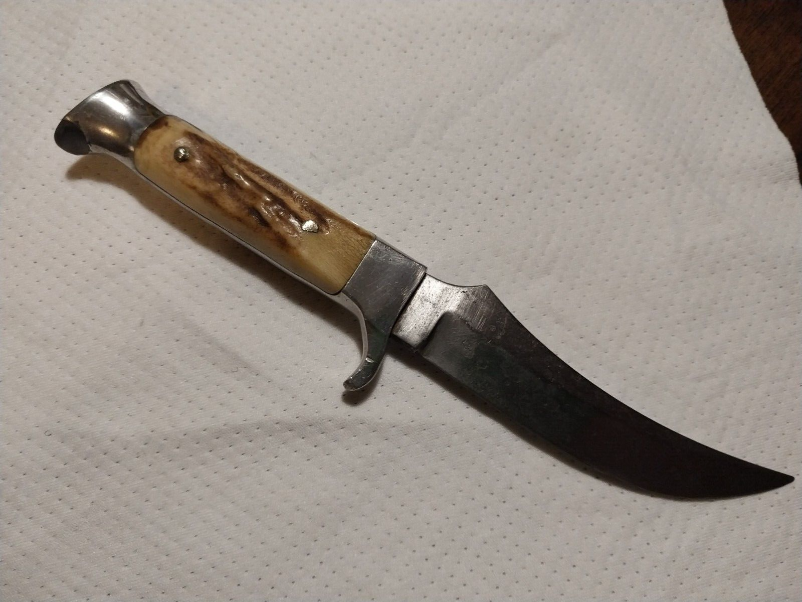 💯vintage hoffritz stag fixed blade knife with original leather sheath NICE