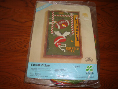 Vintage Lee Wards Football Picture Needlepoint Kit Customize NFL 1976