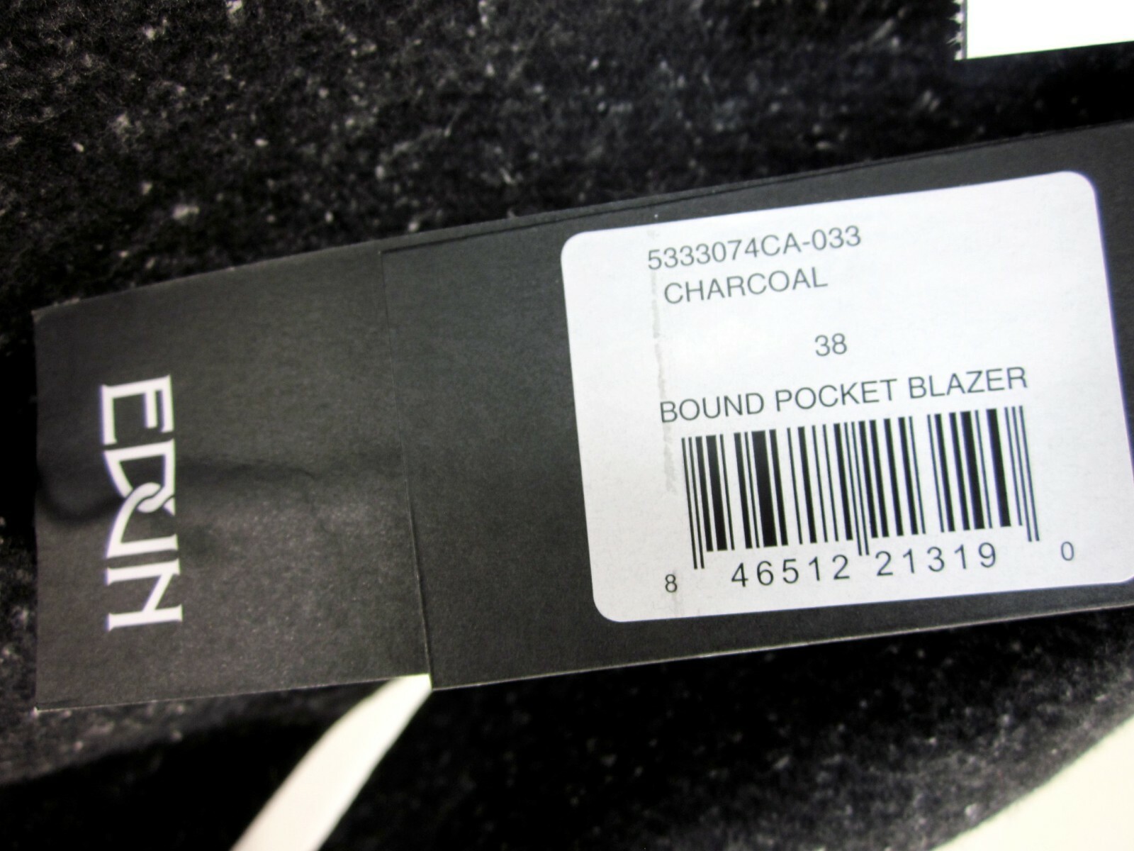 Pre-owned Edun Men's Double Face Wool Tweed Bound Blazer,charcoal, Us Size 38,new With Tag In Gray