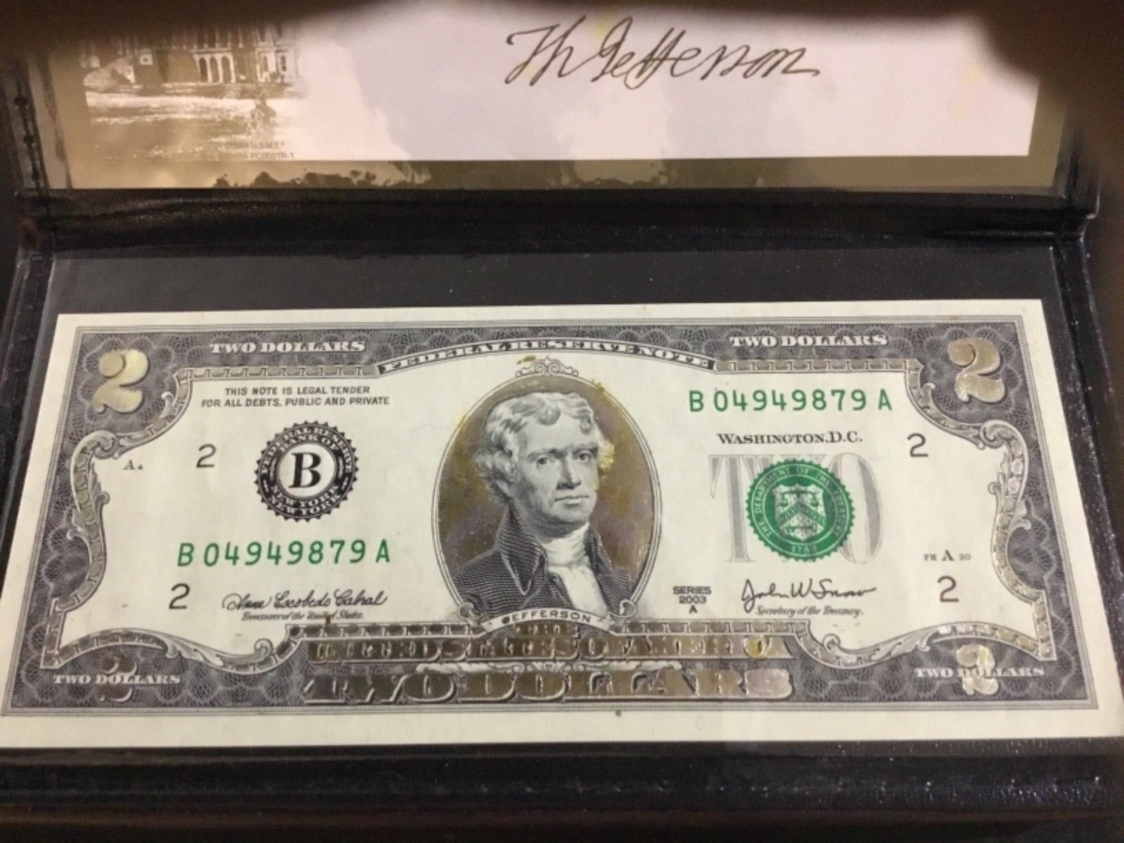 $2 Two 2003 New York  Dollar Bill Silver Plated World Reserve Monetary Exchange