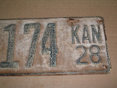 1928 Kansas License Plate 37-174 Car Tag