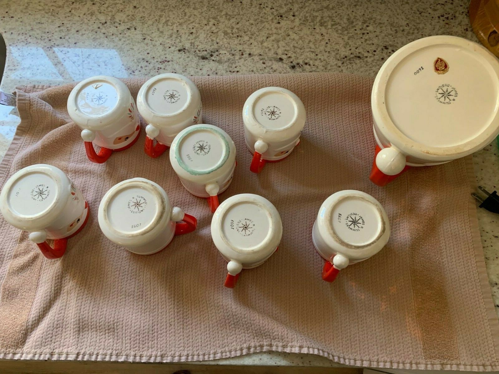 James Summers Winking Santa Set of 8 Mugs and Pitcher