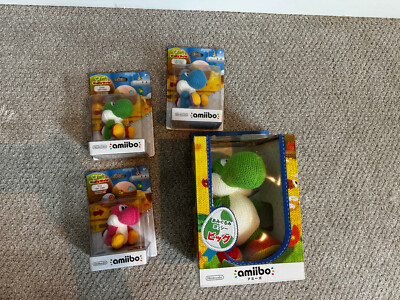 Nintendo Amiibo - Mega Yarn Yoshi, 3 Yarn Yoshi Amiibo Combo - New and Unopened