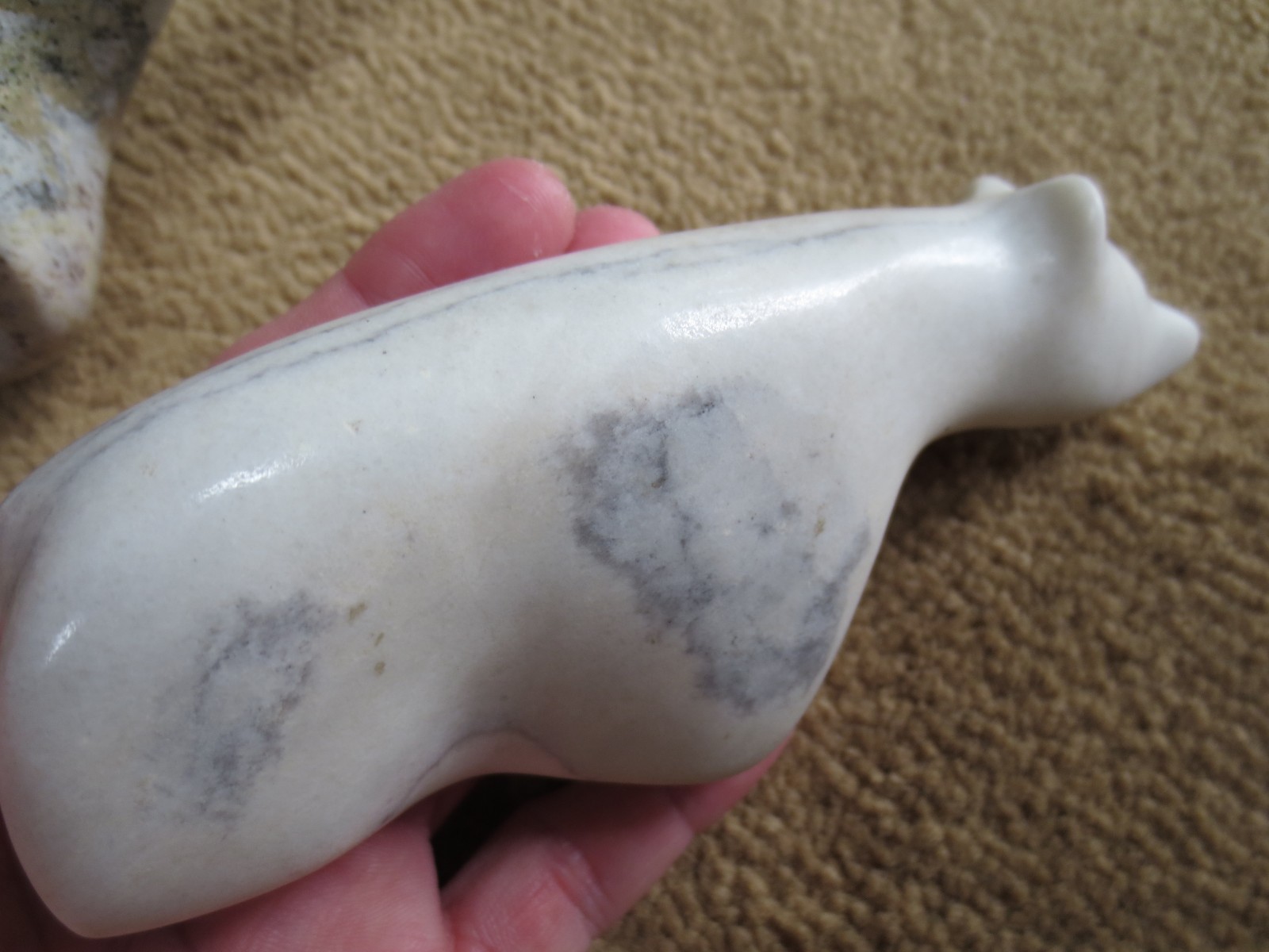 Set of Two (2) Carved Marble Polar Bears