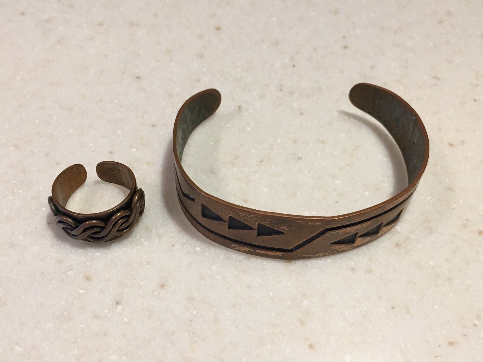 Vintage Copper Southwestern Cuff Bracelet and Adjustable Ring