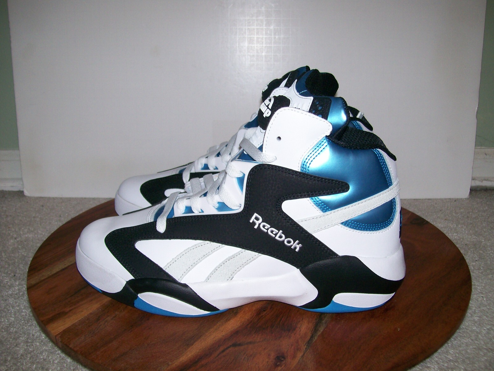 Pre-owned Reebok Sz 13  Shaq Attaq Pump Gx3881 Orlando Question Mid Iverson Shaqnosis In White Blue Black Grey