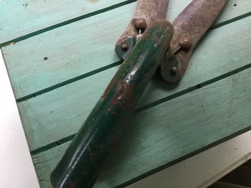 Vintage Metal Primitive Garden Clippers, Shears, Green Patina