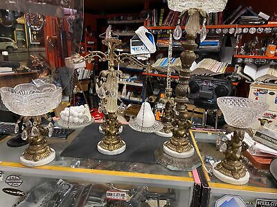 Vintage Ashtray Stand Candle Holders Scale Candy dish Brass Ornate Art Deco Marb