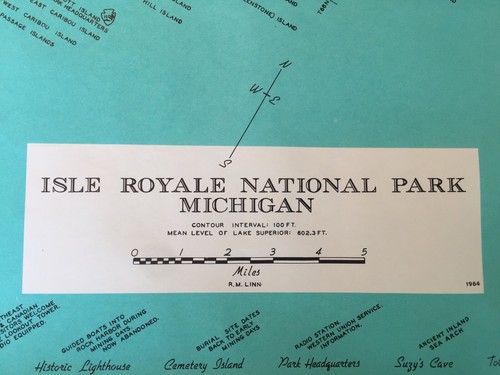 Isle Royal National Park Keweenaw County Michigan Vintage US Park Service Map