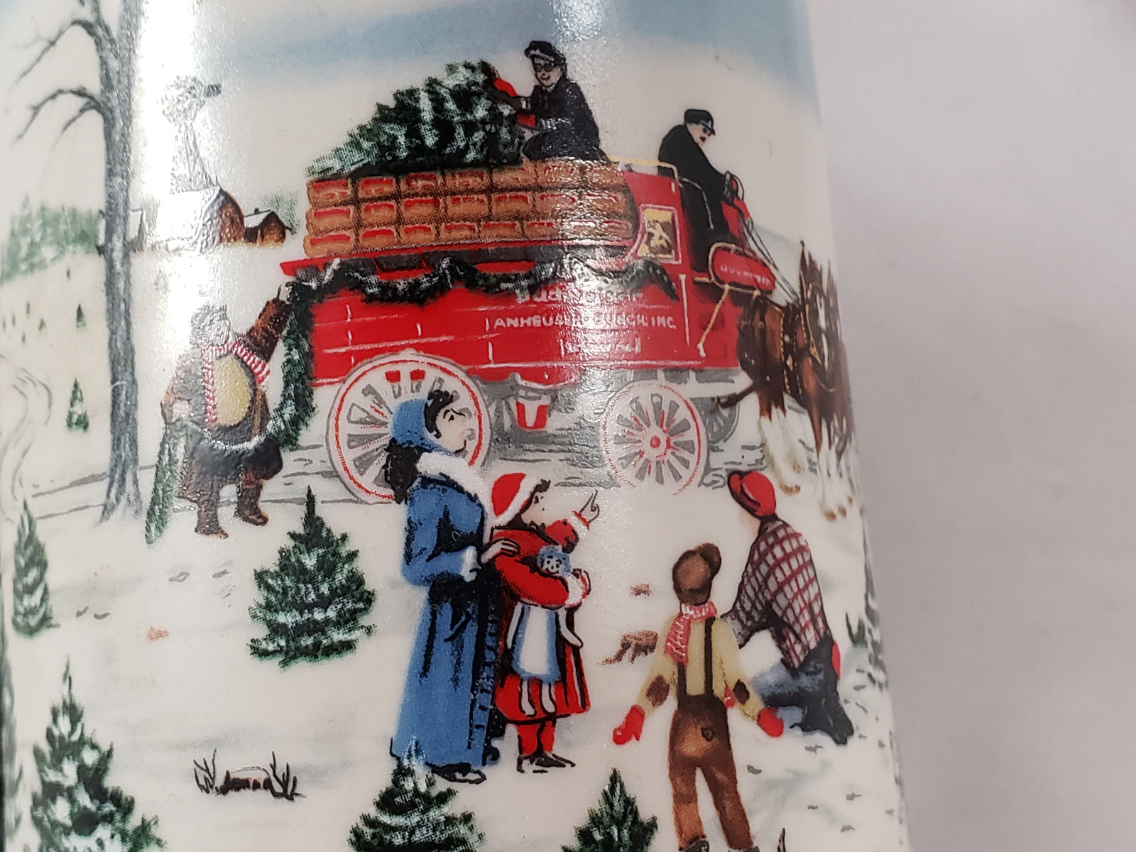 Vintage 1991 Budweiser Christmas Beer Stein/Mug 