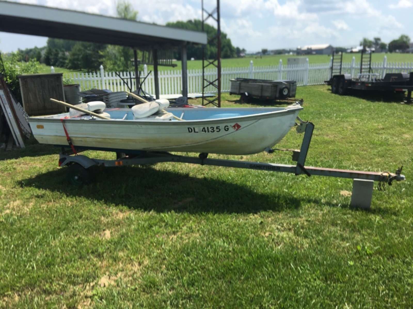 12 ft aluminum fishing boat with trailer and trolling motor