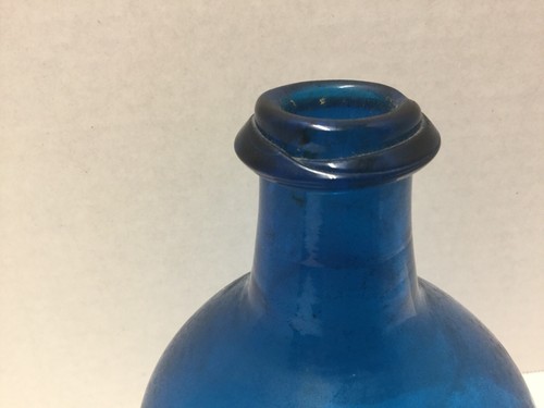 Vintage Blue Glass Bottle Applied Seal Jn Greenhow Williamsburg 1770 Hand Blown