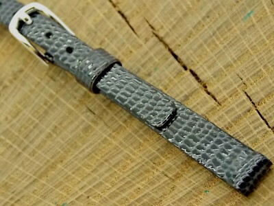 Pulsar Vintage NOS Black Leather Watch Band w Silver Tone Buckle 9mm Unused Lady