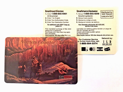 Vintage Westerns Collector's Edition Pre-Paid Phone Card Cowboy & Horses GAN Tel