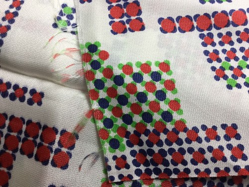 8 Yds Mid-century Abstract Art Fabric Vtg 60s 70s Red Blue Green Faux Silk
