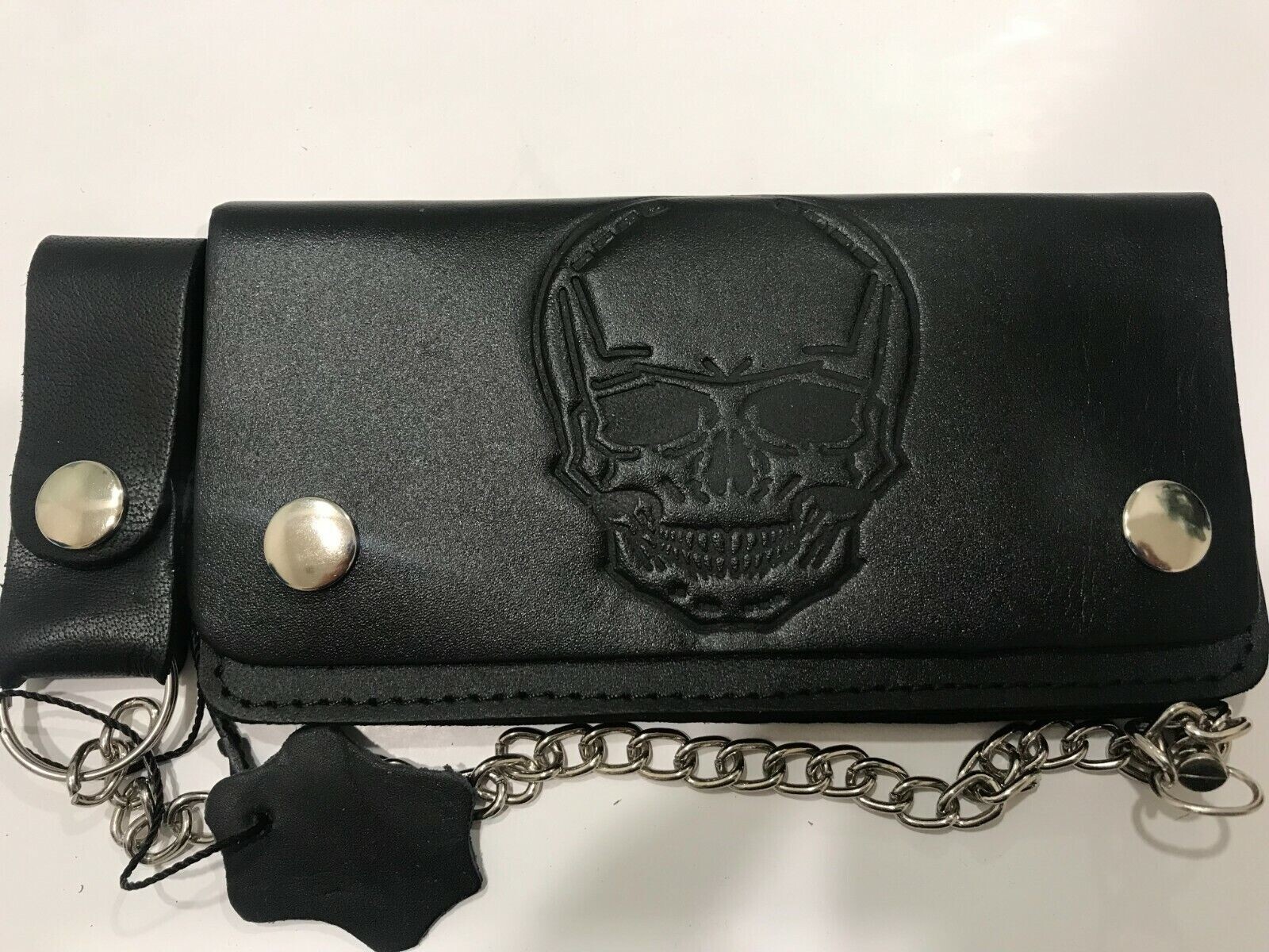 Genuine Leather Motorcycle Trucker Biker Chain Wallet inside