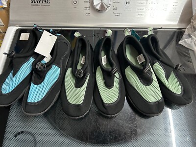 New 3-pack lot West Loop Kids Aqua Water Shoes Anti-Slip Green Beach M 2/3