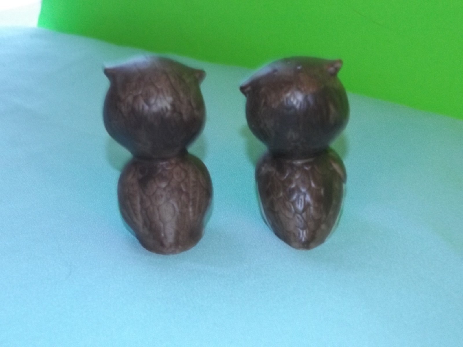 Cute BOY & GIRL OWLS SALT & PEPPER SHAKERS Bisque Ceramic