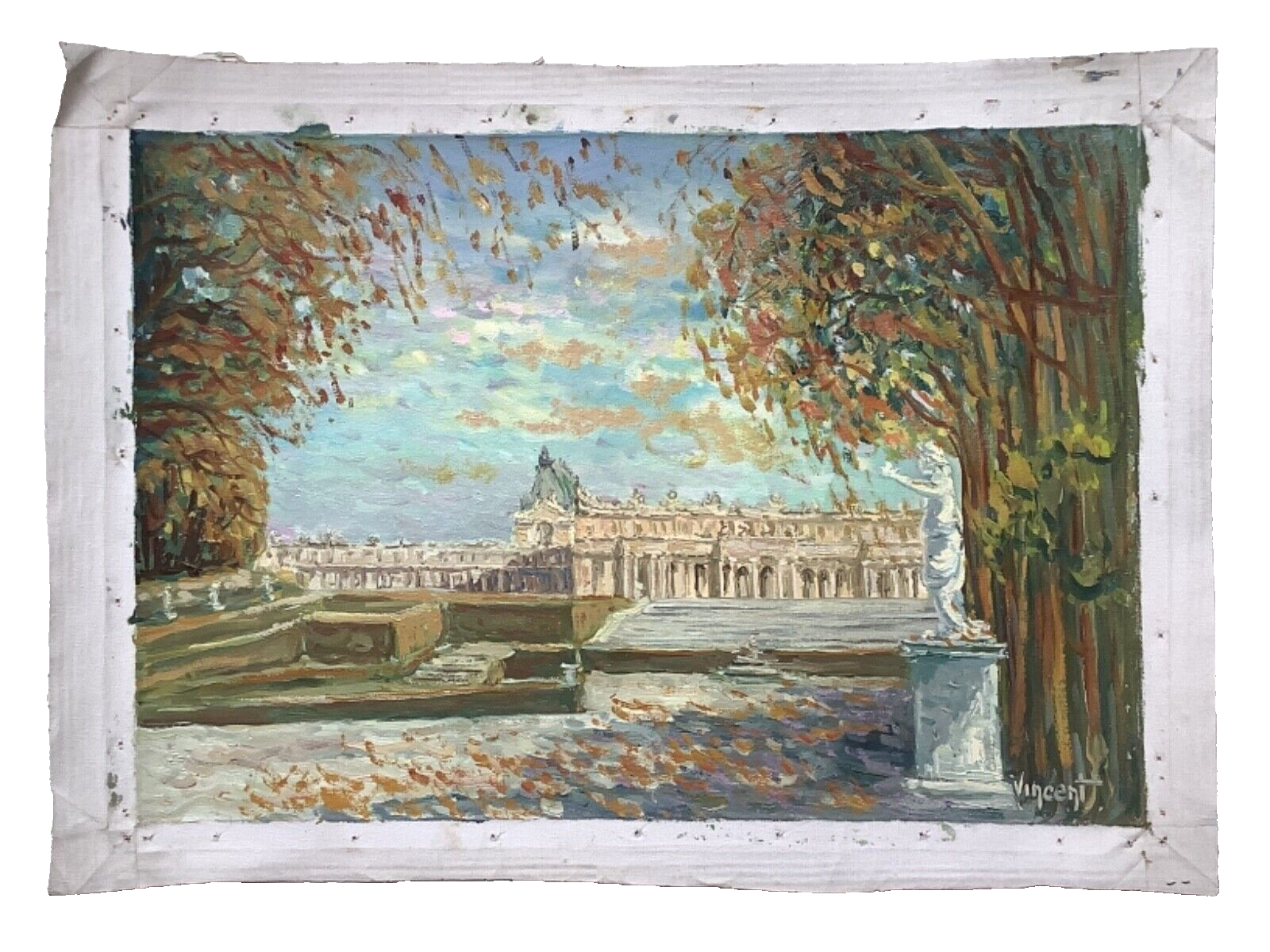 French PostImpressionism Castle of Versailles in the sunset Oil painting