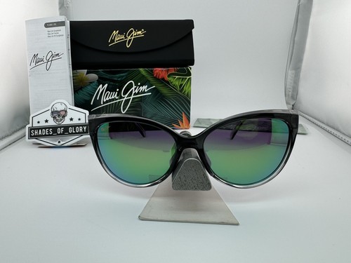 Pre-owned Maui Jim Olu Olu Mj 537-11a Grey Fade W/ Maui Green Polarized Sunglasses