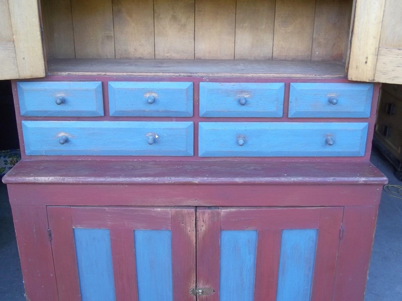 ANTIQUE EARLY 19th CENTURY PANELED DOOR STEPBACK APOTHECARY CUPBOARD