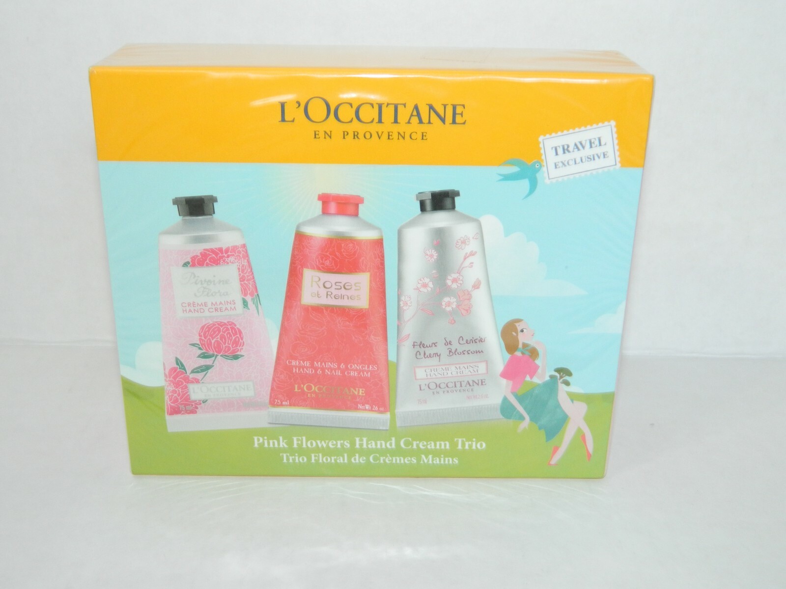 L'Occitane Pink Flowers Hand Cream Trio NEW Roses et Reines Cherry 3 x 75ml