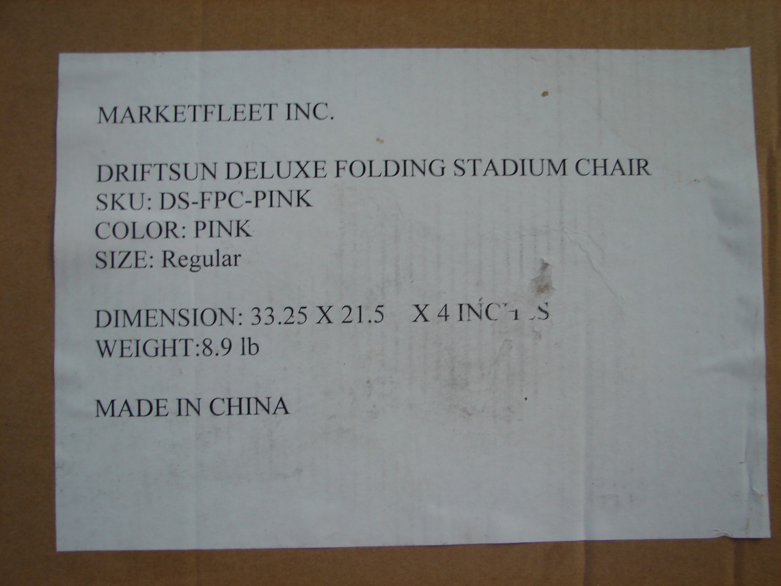 DRIFTSUN FOLDING PICNIC CHAIR STADIUM SEAT BACK SUPPORT RECLINES PINK