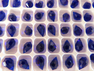 24 Preciosa Machine Cut Drop Pendants 6x10mm Cobalt
