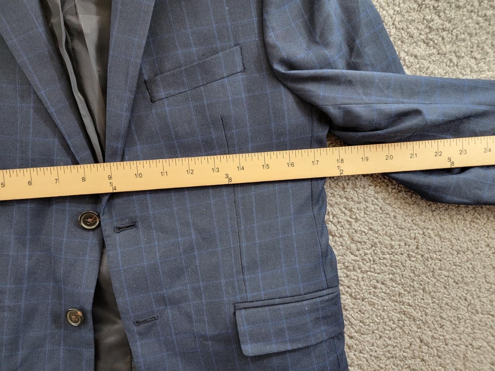 Lauren Ralph Lauren Plaid Suit Jacket Big Boys 16R Navy Welt Pockets Long Sleeve - Picture 5 of 16