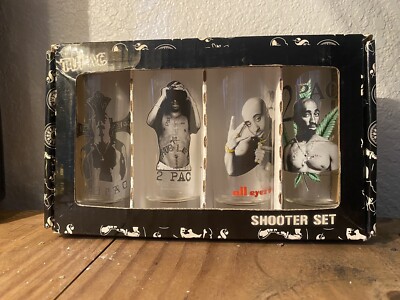Tupac Official Product Shooter Set of 4 THUG LIFE Shot Glasses ORIGINAL PKG 